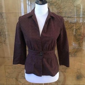 Max Studio Brown Cotton Button Up Collared Shirt Blazer Top Size Small 4